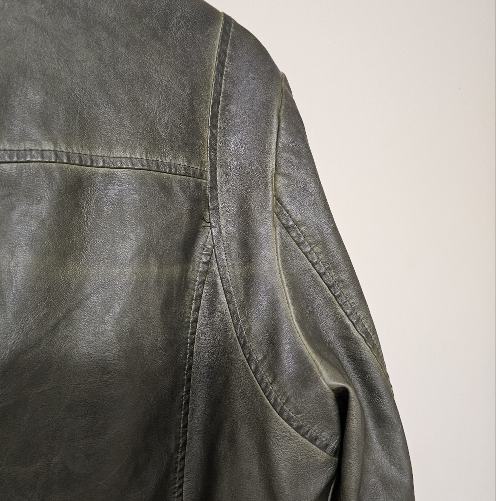 Max Studio Olive Green Leather Jacket - Picture 6 of 13